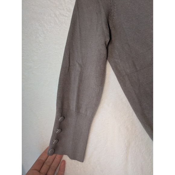 Grace Elements Petite Gray Button Front Cardigan Sweater PS‎ Rayon Nylon - Picture 7 of 9